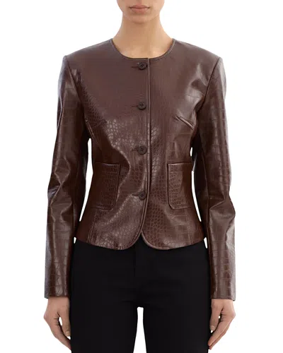 Lamarque Faux Leather Jacket In Brown