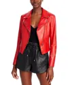 Lamarque Faux Leather Moto Jacket In Crimson