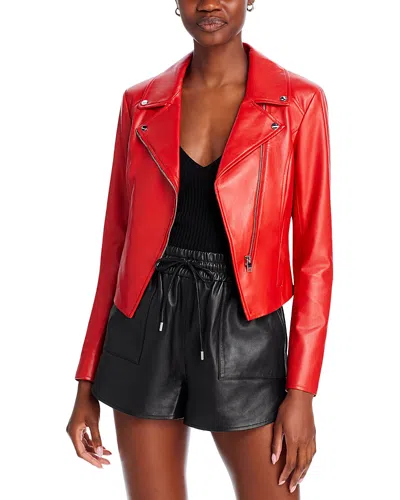 Lamarque Faux Leather Moto Jacket In Crimson