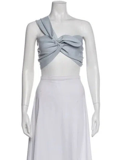 Pre-owned Lamarque Faux Leather One-shoulder Crop Top In Neutral