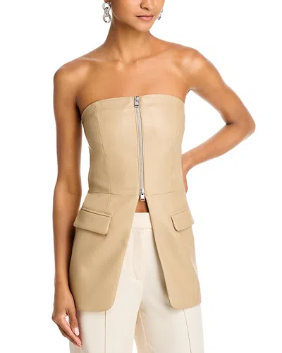 Lamarque Faux Leather Top In Wheat