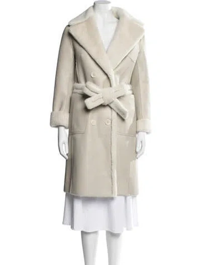 Pre-owned Lamarque Faux Shearling Coat In Neutral