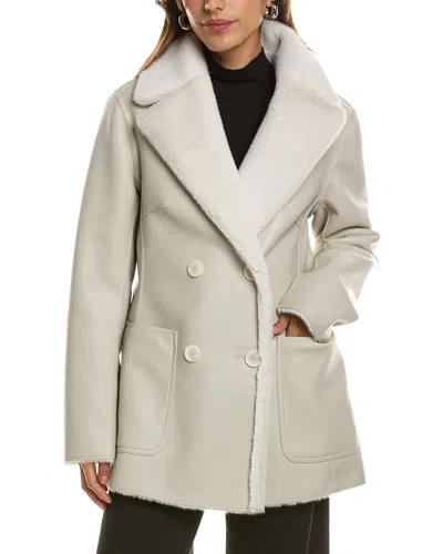 Lamarque Faux Shearling Reversible Coat In Beige