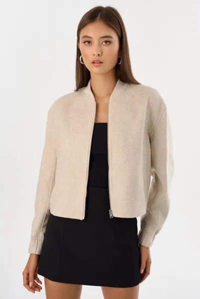 Lamarque Fay Double Face Wool Bomber Jacket In Neutral