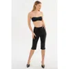 Lamarque Faya Faux Leather Capri Pants In Black