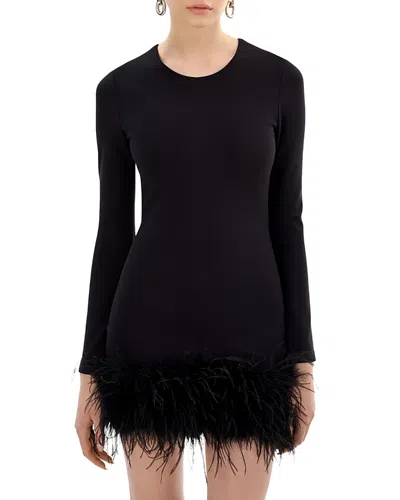Lamarque Feather Hem Dress In Black