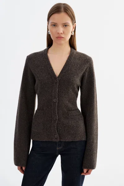Lamarque Fiorella Hourglass Knit Cardigan In Brown