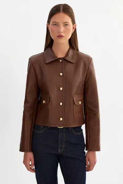 Lamarque Francesca Leather Jacket In Brown