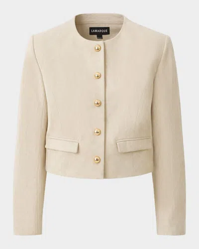 Lamarque Francina Tailored Cotton-linen Jacket In Neutral
