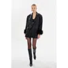 Lamarque Galia Feather Trim Blazer In Black