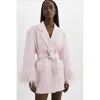 Lamarque Galia Feather Trim Blazer In Neutral