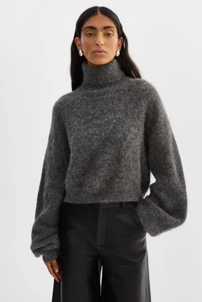 Lamarque Garcelle Wool Turtleneck Sweater In Gray
