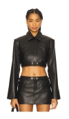 Lamarque Gia Leather Crop Jacket In Black