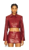 Lamarque Gia Cropped Leather Jacket In Pink
