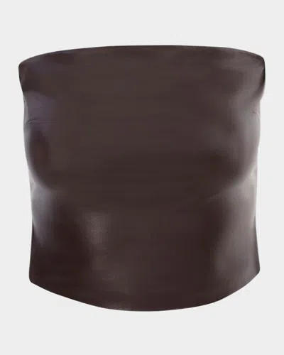 Lamarque Giada Faux Leather Bustier Top In Bone