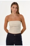Lamarque Giada | Faux Leather Strapless Top In Neutral