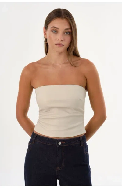 Lamarque Giada | Faux Leather Strapless Top In Neutral