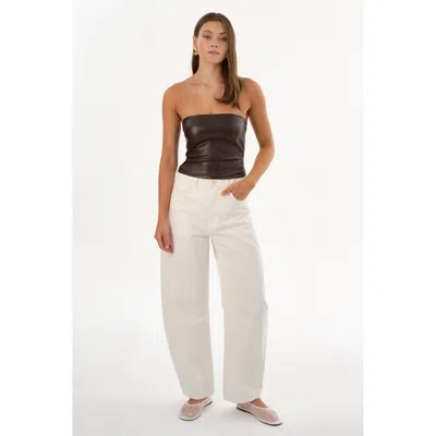 Lamarque Giada Faux Leather Strapless Top In Brown
