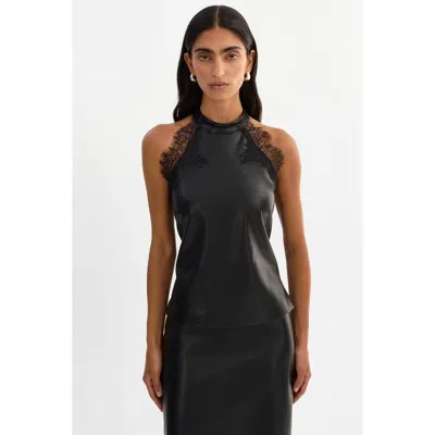 Lamarque Ginny | Laced Faux Leather Top In Black