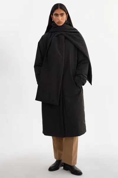 Lamarque Gracie Padded Trench Coat In Black