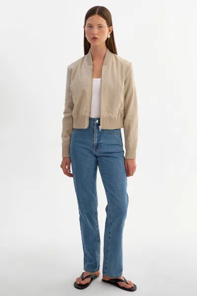 Lamarque Greer Linen Bomber Jacket In Brown