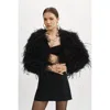 Lamarque Hallie Ostrich Feather Jacket In Black
