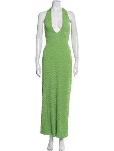 Pre-owned Lamarque Halterneck Long Dress In Green