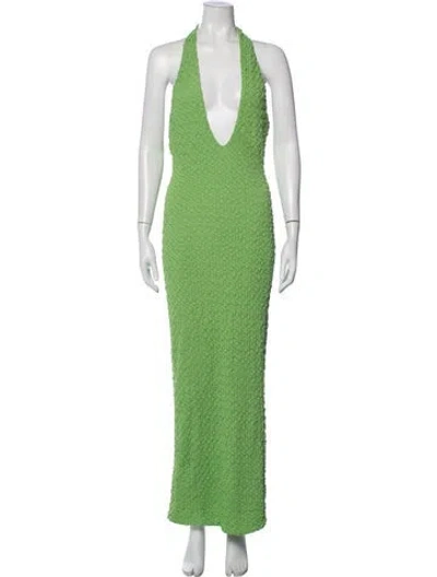 Pre-owned Lamarque Halterneck Long Dress In Green