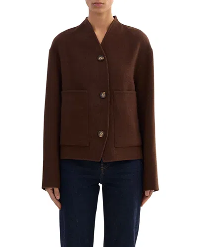 Lamarque Hania Stand Collar Reversible Jacket In Brown