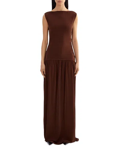 Lamarque Hanna Drop Waist Maxi Dress In Brown