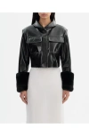 Lamarque Hedda | Cropped Faux Leather Jacket In Black