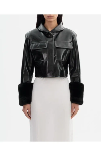 Lamarque Hedda | Cropped Faux Leather Jacket In Black