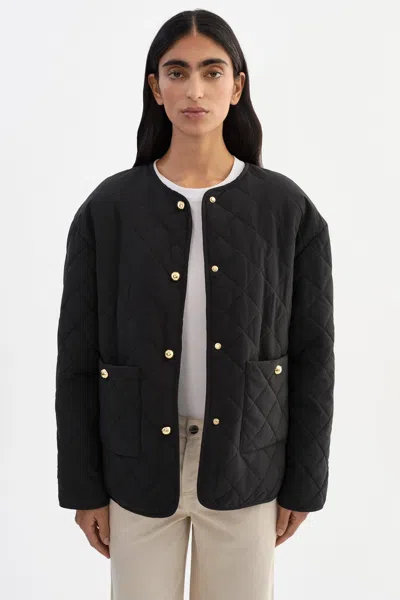 Lamarque Hera Collarless Quilted Jacket In Black