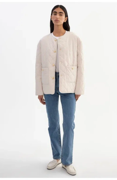 Lamarque Hera | Quilted Collarless Jacket In White