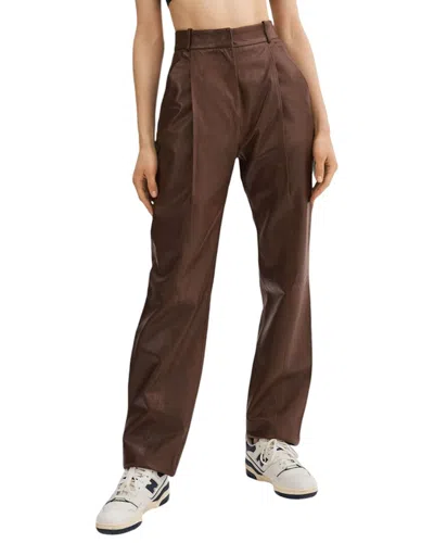 Lamarque High Waisted Leather Trouser In Gold