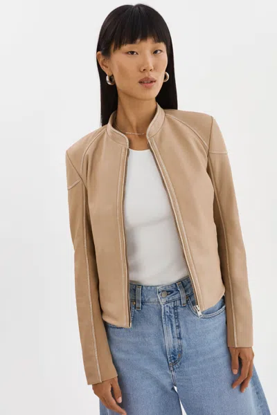 Lamarque Hira Fitted Leather Jacket In Brown
