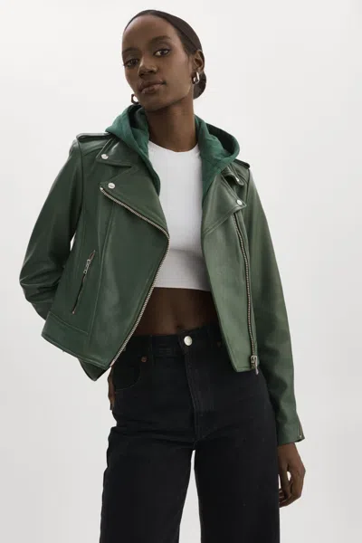 Lamarque Holy Leather Biker Jacket With Removable Hood