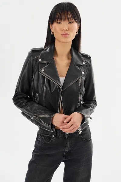 Lamarque Holy Leather Biker Jacket With Removable Hood