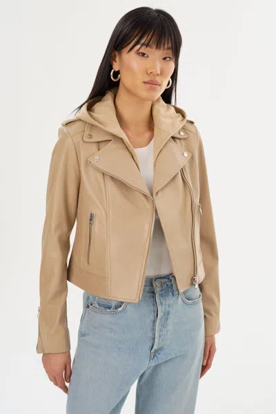 Lamarque Holy Leather Biker Jacket With Removable Hood