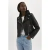 Lamarque Holy Leather Biker Jacket With Removable Hood In Black