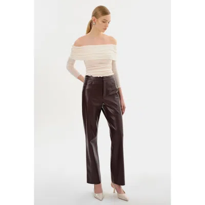 Lamarque Imani Recycled Leather Trousers In White