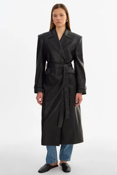 Lamarque Iolanthe Faux Leather Trench Coat In Black