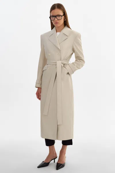 Lamarque Iolanthe Faux Leather Trench Coat In White