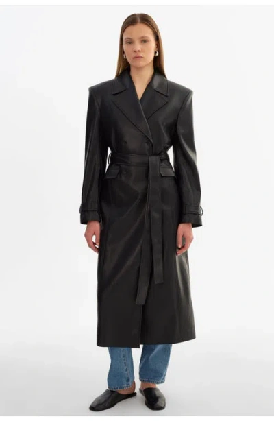 Lamarque Iolanthe | Faux Leather Trench Coat In Black