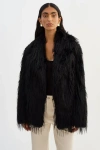 Lamarque Rabea Feather Coat In Black