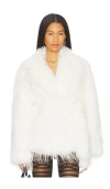 Lamarque Isla Faux Fur Coat In White