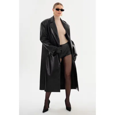 Lamarque Janelle Recycled Leather Coat In Black