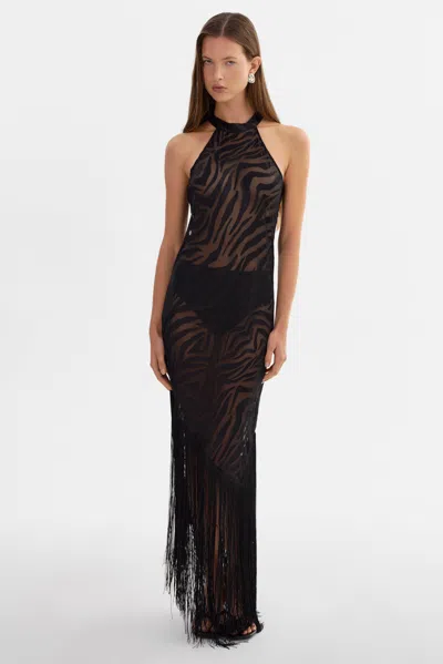 Lamarque Jennine Sheer Zebra Dress In Black