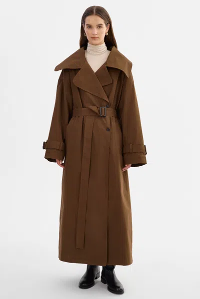 Lamarque Josephine Oversized Trench Coat In Brown