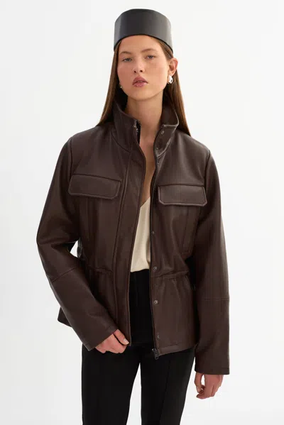 Lamarque Jules Leather Anorak Jacket In Brown